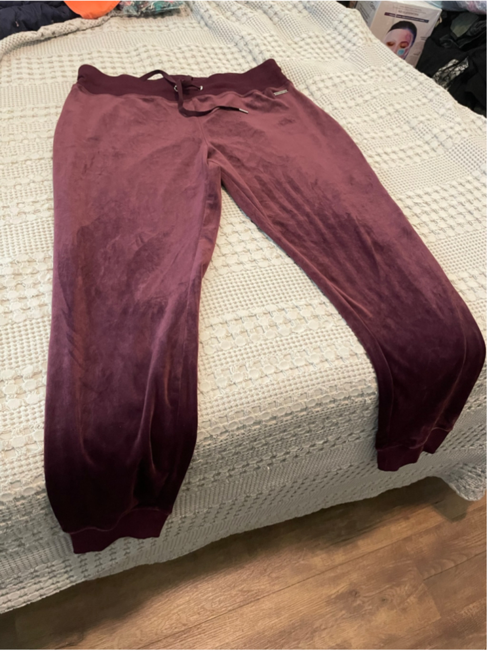 Women's Calvin Klein Velour Jogger Pants Burgundy Size L loungewear